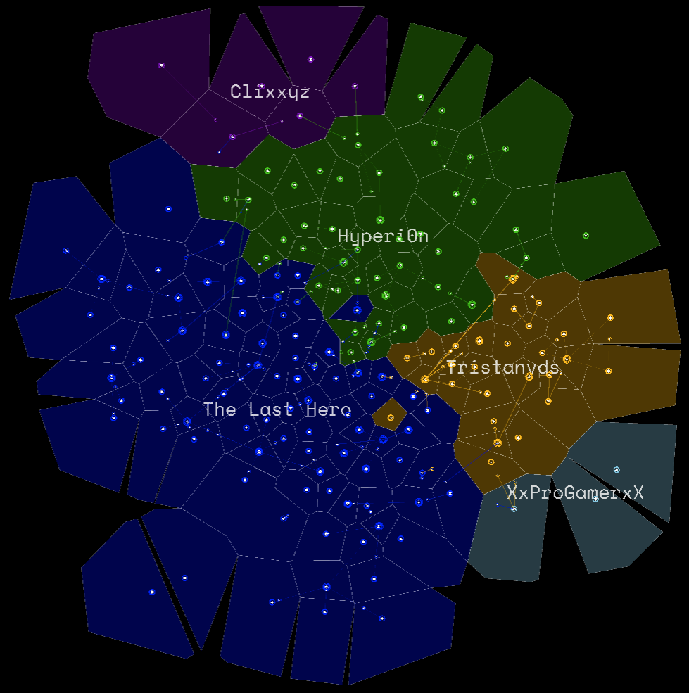 The galaxy map showing 5 (more or less) large empires